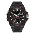 SAMDA black military sports watch for men with dual time display and 50M water resistance - 3311 Black Red