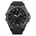 SAMDA men's military style waterproof digital watch with dual display in black finish - 3313 All Black
