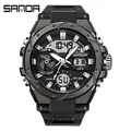 SAMDA men's military style sport watch featuring waterproof digital-analog display and LED - 3313 Black White