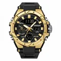 SAMDA Men's Military Sports Watch with Dual Display and 50M Waterproof in Black Gold - 3313 Black Gold