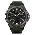 Military style green multifunctional waterproof digital watch for men with LED light - 3313 Black Green
