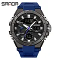 SAMDA Men's military style dual display waterproof watch in blue silicone strap - 3313 Royal Blue