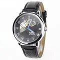 Reloj mecánico manual para hombre WINNER skeleton con correa de cuero - Negro (Correa de Cuero)