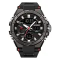 SANDA men's military style waterproof digital sports watch in black - 3313 Black Red