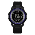 Moderne schwarze digitale Sportuhr mit blauen Akzenten und leuchtendem Display für Alltag - Schwarz Blau