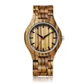 Montre en bois minimaliste pour hommes avec motif de grain de bois de zèbre naturel - Montre en Bois de Zèbre (W390-1)