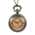 Antike Quarz-Taschenuhr aus Bronze mit aufwendigem Blumenmuster und langer Kette - Barockmuster (P964)