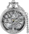 Vintage-Quarz-Taschenuhr in Silber mit hohlem Lebensbaum-Muster auf dem Deckel - Hohler Lebensbaum Stil / Silber
