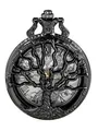 Elegante schwarze Quarz-Taschenuhr im Vintage-Stil mit hohlem Lebensbaum-Muster - Hohler Lebensbaum Stil / Schwarz