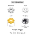 Satz mit 925er Sterlingsilber-Blütenperlenkappen in vier Ausführungen für DIY-Schmuck - Stil 1 Blumenkappe / 1 Stück / Silber