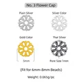 925 Sterling Silber Blumen-Abstandsperlenkappen in vier verschiedenen Farben - Style 3 Flower Cap / 1 Stück / Silber