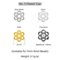 6mm 925 silver flower bead caps in four colors for 7-9mm beads jewelry making - Style 5 Flower Cap / Plain Silver