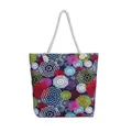 Colorful ethnic style floral print canvas tote bag featuring durable white rope handles - Colorful Clouds