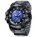 Montre de sport numérique tactique SMAEL camouflage avec rétroéclairage bleu étanche - Camouflage Noir Gris