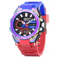 Reloj deportivo SMAEL con degradado colorido y correa de silicona bicolor en rojo y azul - Estilo Deportivo de Doble Pantalla (8029) / 8029-Multicolor