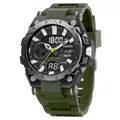 Reloj deportivo militar SMAEL para hombre con correa verde y pantalla dual digital-analógica - Estilo Deportivo de Doble Pantalla (8029) / 8029-Verde Militar
