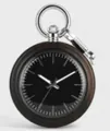 Vintage style dark wood pocket watch with minimalist black analog dial and silver hardware - Minimalist Black Dial Style (Picture Model 2)