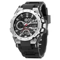 Reloj deportivo SMAEL impermeable para hombre con caja plateada y pantalla dual - Estilo Deportivo de Doble Pantalla (8029) / 8029-Plateado