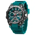 Reloj deportivo SMAEL para hombre con correa de silicona verde azulado y pantalla dual - Estilo Deportivo de Doble Pantalla (8029) / 8029-Cerceta