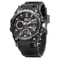 SMAEL men's digital analog sports watch with black resin strap and waterproof alloy case - 8029-Black