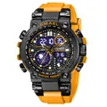 Montre de sport tactique SMAEL avec double affichage et bracelet en silicone orange - Montre de Sport Tactique Double Affichage (8093) / Jaune