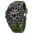 SMAEL men's military digital sports watch with army green strap and dual time display - 8060-Army Green