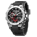SMAEL men's sports watch with black rubber strap and silver alloy case - 8060-Silver