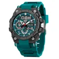 SMAEL men's sports watch with teal silicone strap and dual display dial - 8060-Teal