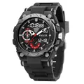 SMAEL men's digital sports watch with dual display and waterproof silicone strap - 8060-Black