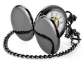 Orologio da taschino meccanico vintage nero lucido con quadrante scheletro bianco - Doppia Apertura Nero