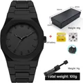 Set orologio da uomo nero opaco minimalista con batteria regalo e kit strumenti - Octagonal Quartz Watch Set (QT995-3) / Nero