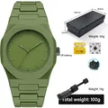 Orologio al quarzo da uomo verde militare con confezione regalo e batteria - Octagonal Quartz Watch Set (qt995-2) / Verde