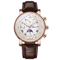 Reloj de lujo Chenxi para hombre oro rosa con esfera blanca y correa de cuero marrón - Caja Oro Rosa Esfera Blanca