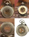 Antike mechanische Taschenuhr aus Bronze mit römischen Ziffern und Skelett-Zifferblatt. - Retro Muster Skelett Stil / Bronze