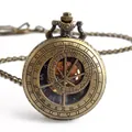Klassische mechanische Taschenuhr aus Bronze mit dekorativem Sternzeichen-Deckel - Zwölf Sternbilder Skelett Stil / Bronze