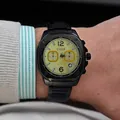 CILOA men's sports watch with yellow dial and black stainless steel strap - Industrial Screw Decoration / Black Green