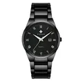 WWOOR 8830 men's quartz watch featuring black steel band and Roman numeral dial design - Black Shell Black Face