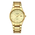 Elegant WWOOR men's luxury gold stainless steel quartz watch with Roman numeral dial - Gold Case Gold Dial