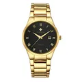Elegant WWOOR 8830 men's quartz watch with gold steel band and black dial. - Gold Case Black Dial