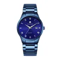 Professionelle WWOOR 8830 Herren Quarzuhr aus blauem Stahl mit römischem Zifferblatt - Blaues Gehäuse Weiße Zeiger