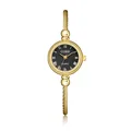Elegante reloj de pulsera dorado con esfera negra y números romanos para mujeres - Esfera Negra Dorado (QT948) / Dorado