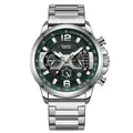 Reloj cronógrafo de cuarzo elegante para hombre con esfera verde y correa de acero - Plata Verde (Correa Acero)