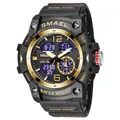SMAEL men's outdoor sport watch with black and gold dual display and 5BAR water resistance - Outdoor Dual Display Sport Watch (8007) / Black & Gold