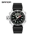 Orologio sportivo impermeabile SANDA con display analogico-digitale e cinturino. - Serie 3008 / tutto nero