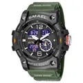SMAEL military style outdoor dual display waterproof sports wrist watch in army green - Outdoor Dual Display Sport Watch (8007) / Army Green