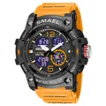 SMAEL men's dual display sports watch with orange resin strap and 5BAR waterproof - Outdoor Dual Display Sport Watch (8007) / Orange