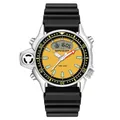 Orologio sportivo SAMDA impermeabile con quadrante giallo a doppio display e cinturino nero - Serie 3008 / Nero Giallo