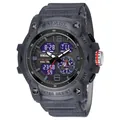 SMAEL rugged men's sport watch with dual digital-analog display in black matte finish - Outdoor Dual Display Sport Watch (8007) / Gray