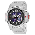 Men's SMAEL outdoor electronic watch with transparent strap dual display and luminous face - Outdoor Dual Display Sport Watch (8007) / White