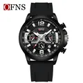 Elegante reloj cronógrafo de cuarzo para hombre con correa de silicona negra y luminoso - Estilo Correa Silicona (1304) / Todo Negro Silicona